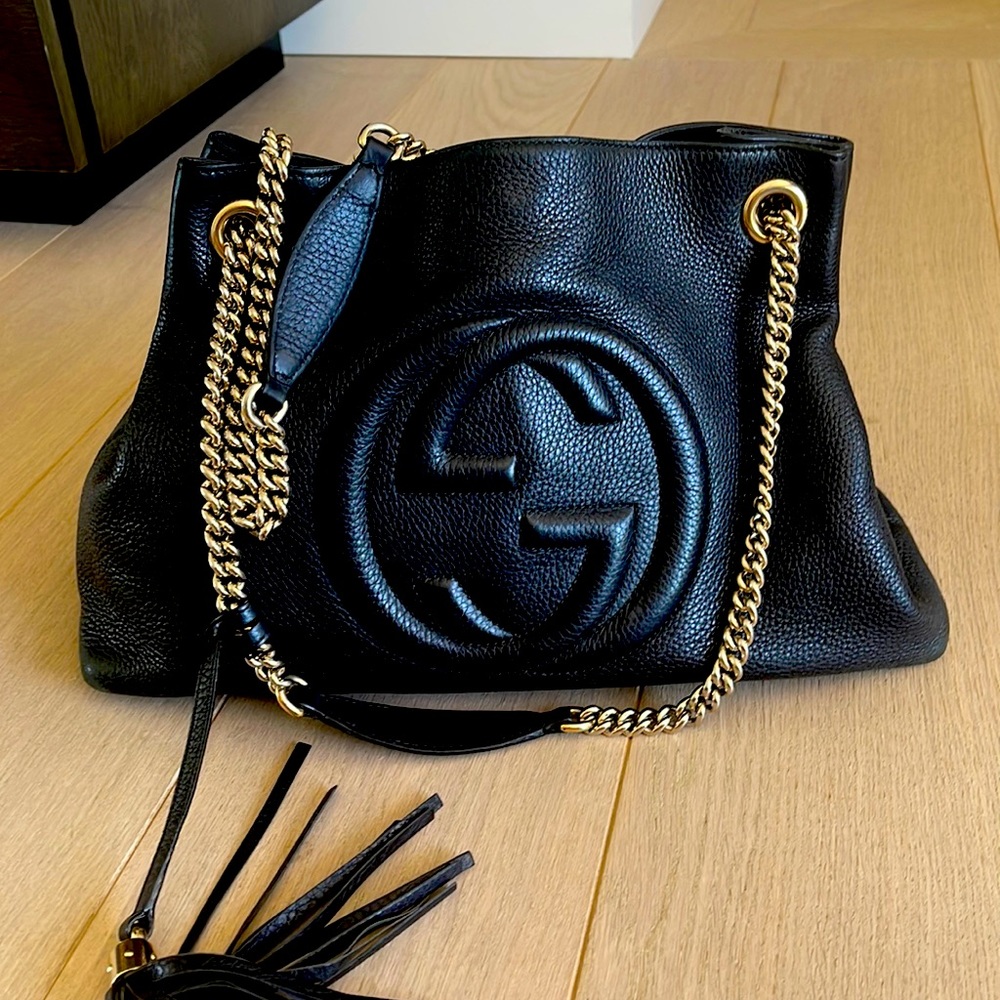 Gucci Soho Shoulder Bag Chain Strap Medium Black